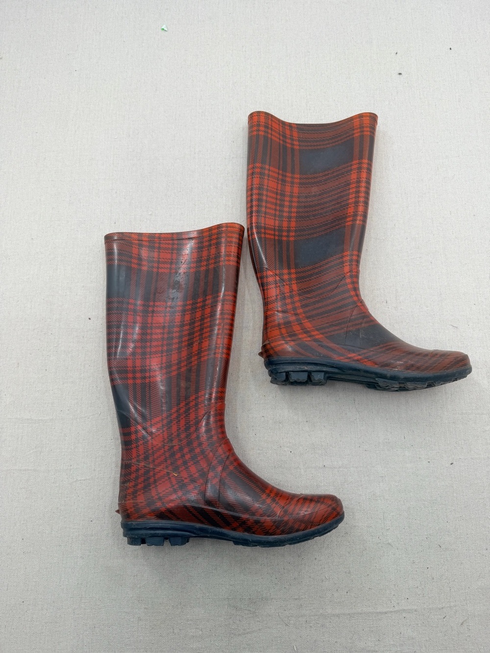 Rubber Red Plaid Tall Rainboots